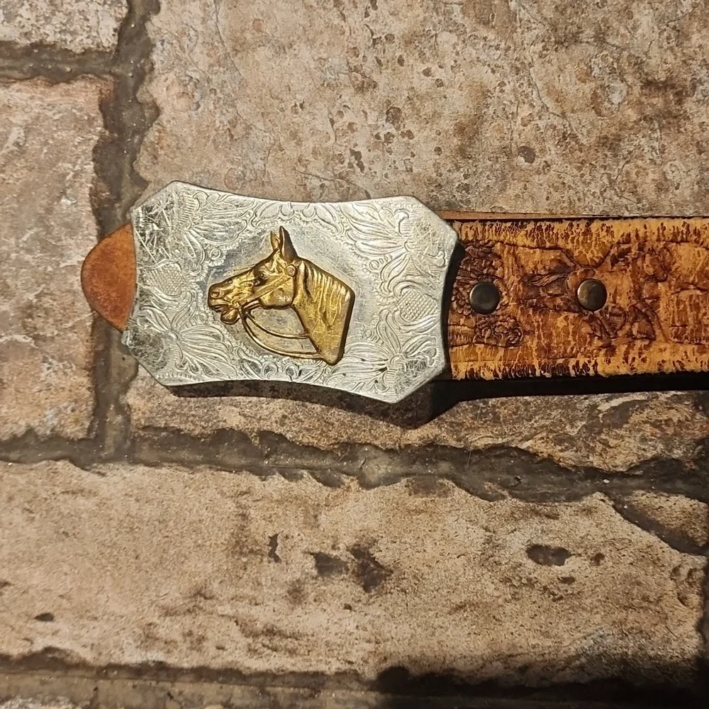 Vintage Leather Horse Belt